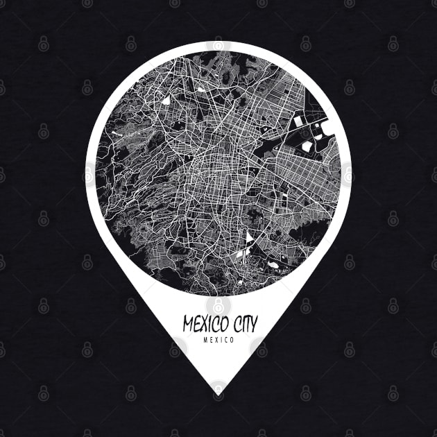 Mexico City Map - Travel Pin by deMAP Studio